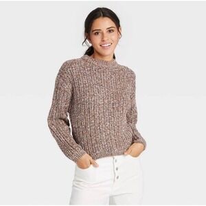 Universal Thread Chunky Ribbed Knit Sweater Brown Neutral Size M NWOT